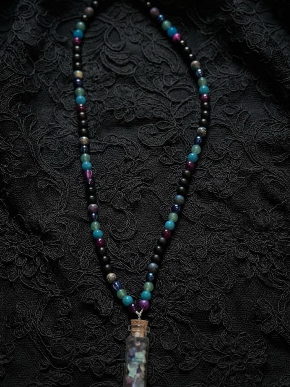Spellbound Elixir Necklace (Rainbow Fluoride, Rainbow Druzy, Rainbow Obsidian) - Picture 4 of 4
